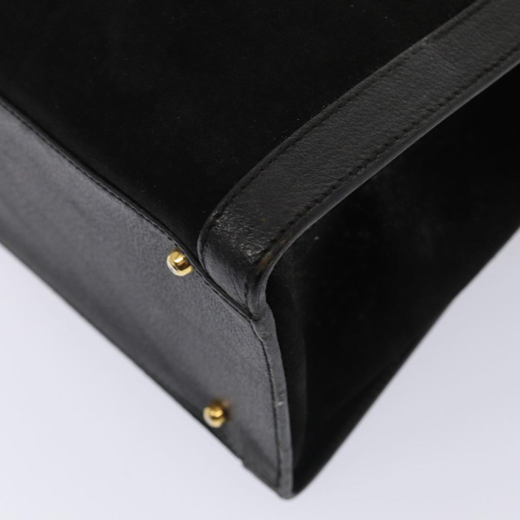 GUCCI Bamboo Hand Bag Suede Black Gold 002 1186 0260 85184