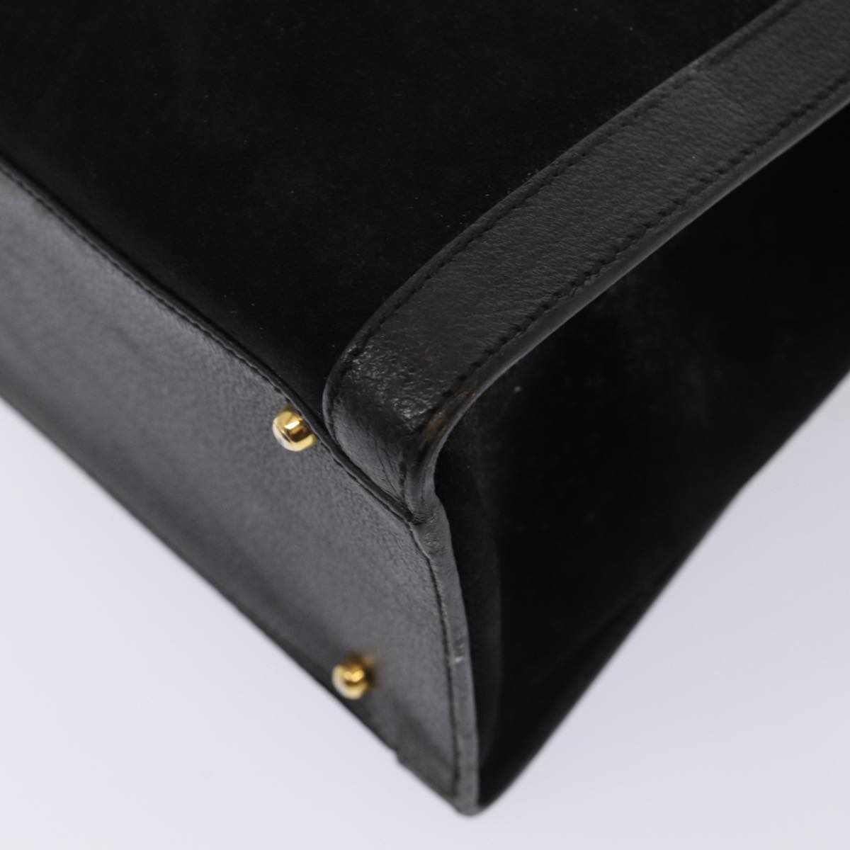 GUCCI Bamboo Hand Bag Suede Black Gold 002 1186 0260 85184