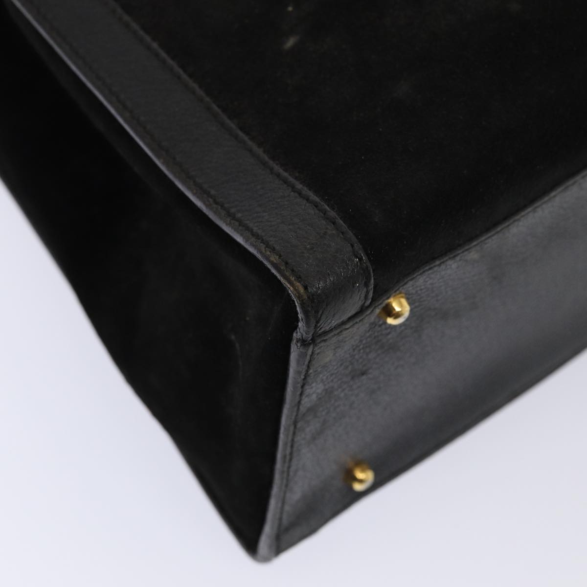 GUCCI Bamboo Hand Bag Suede Black Gold 002 1186 0260 85184