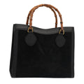 GUCCI Bamboo Hand Bag Suede Black Gold 002 1186 0260 85184