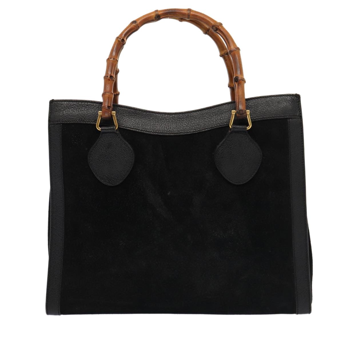 GUCCI Bamboo Hand Bag Suede Black Gold 002 1186 0260 85184