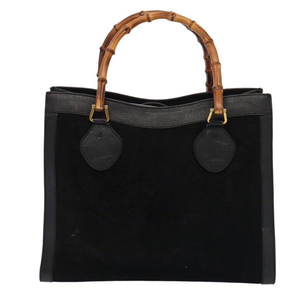GUCCI Bamboo Hand Bag Suede Black Gold 002 1186 0260 85184