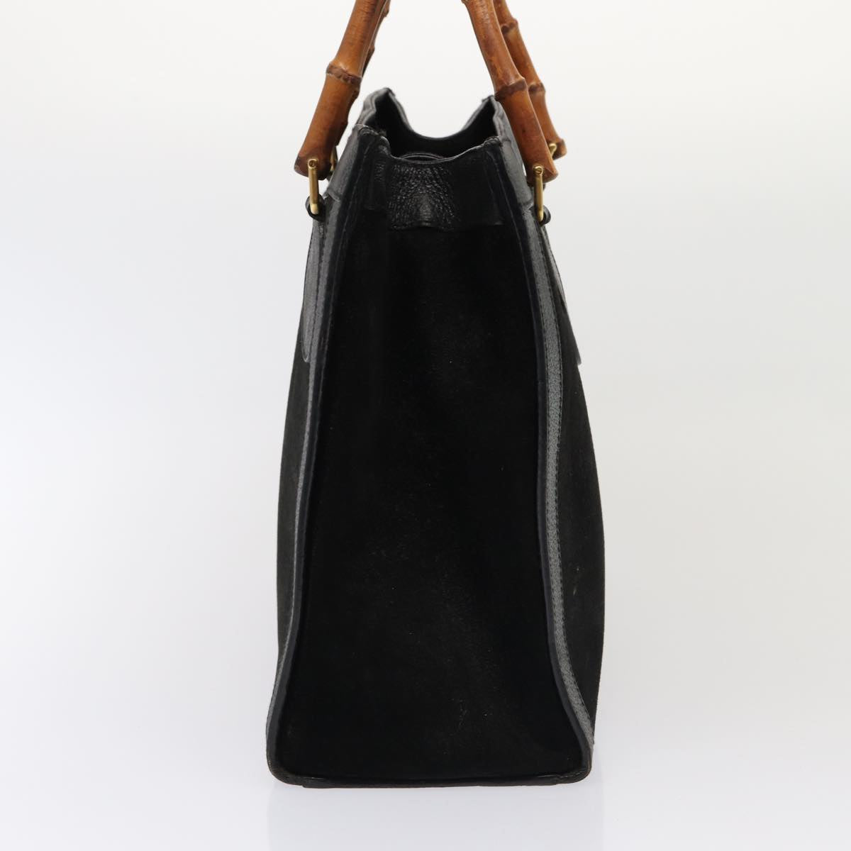 GUCCI Bamboo Hand Bag Suede Black Gold 002 1186 0260 85184