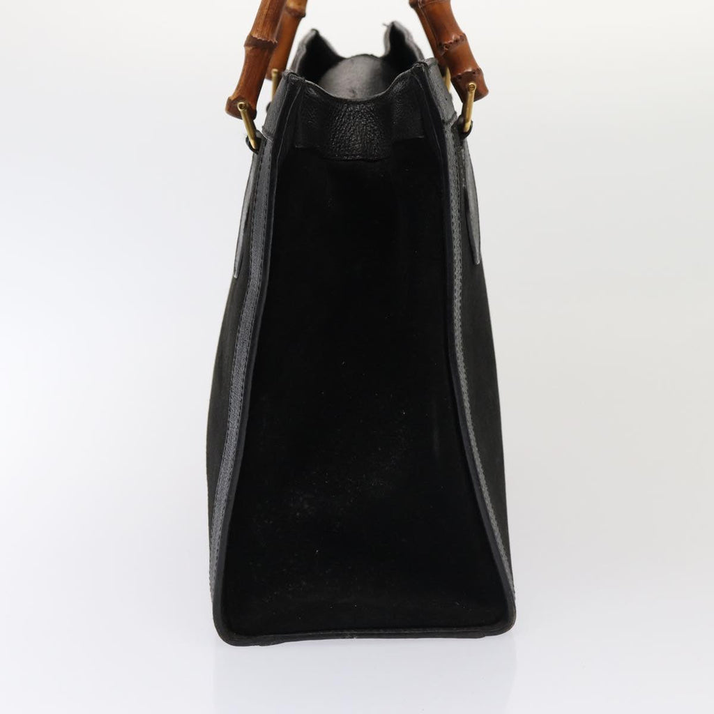 GUCCI Bamboo Hand Bag Suede Black Gold 002 1186 0260 85184