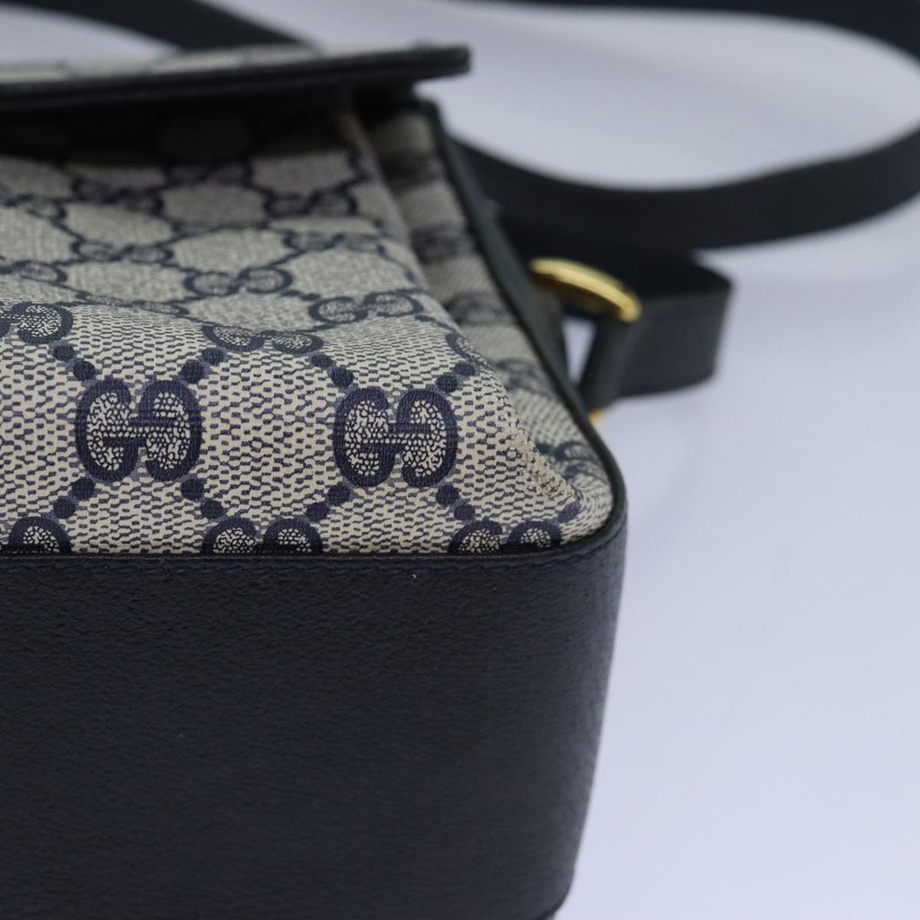 GUCCI GG Supreme Sherry Line Shoulder Bag PVC Navy gold 904 02 084 85245