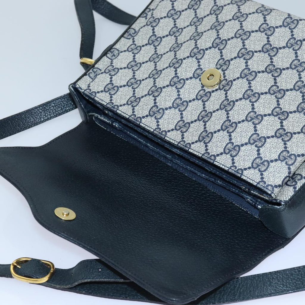 GUCCI GG Supreme Sherry Line Shoulder Bag PVC Navy gold 904 02 084 85245
