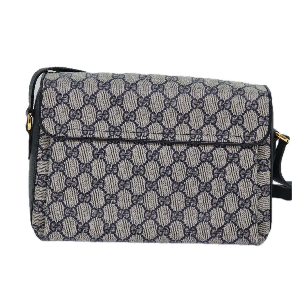 GUCCI GG Supreme Sherry Line Shoulder Bag PVC Navy gold 904 02 084 85245