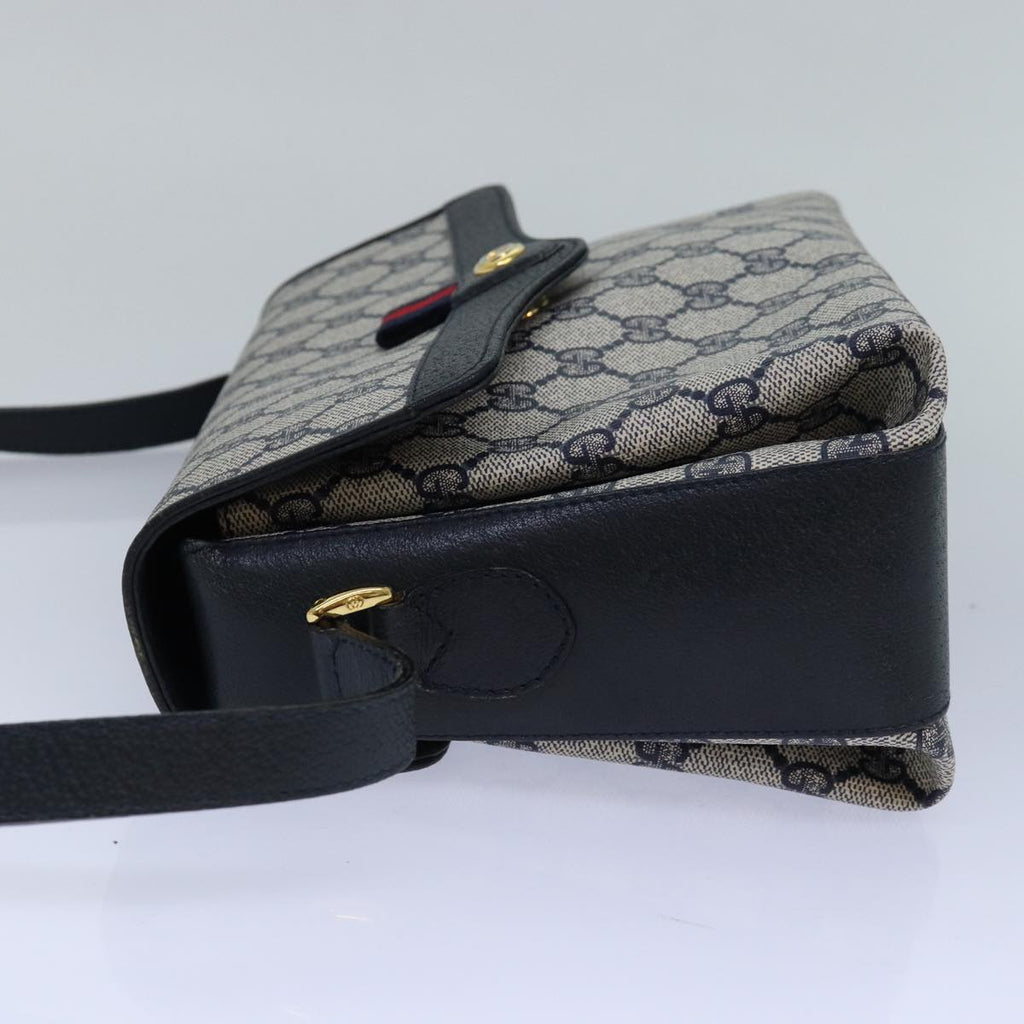 GUCCI GG Supreme Sherry Line Shoulder Bag PVC Navy gold 904 02 084 85245
