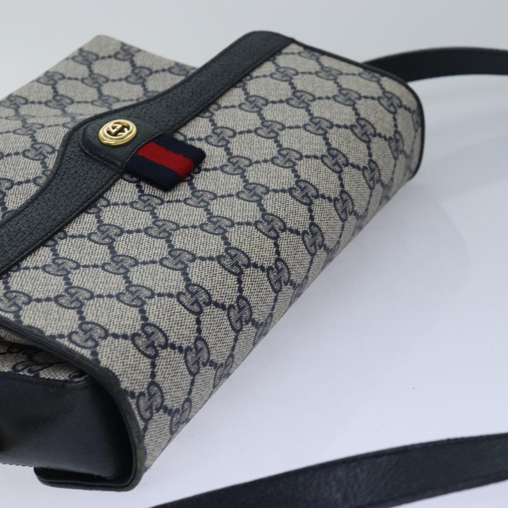 GUCCI GG Supreme Sherry Line Shoulder Bag PVC Navy gold 904 02 084 85245