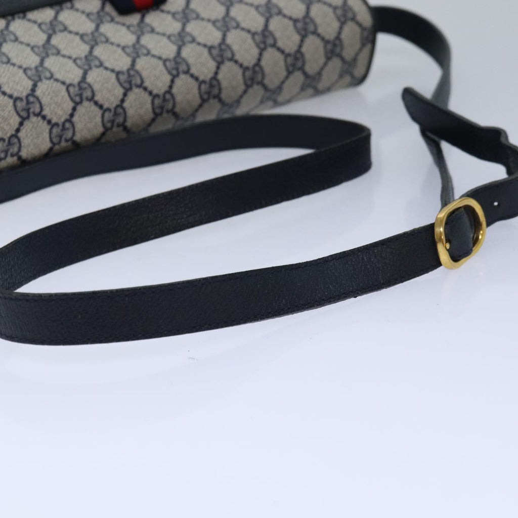 GUCCI GG Supreme Sherry Line Shoulder Bag PVC Navy gold 904 02 084 85245