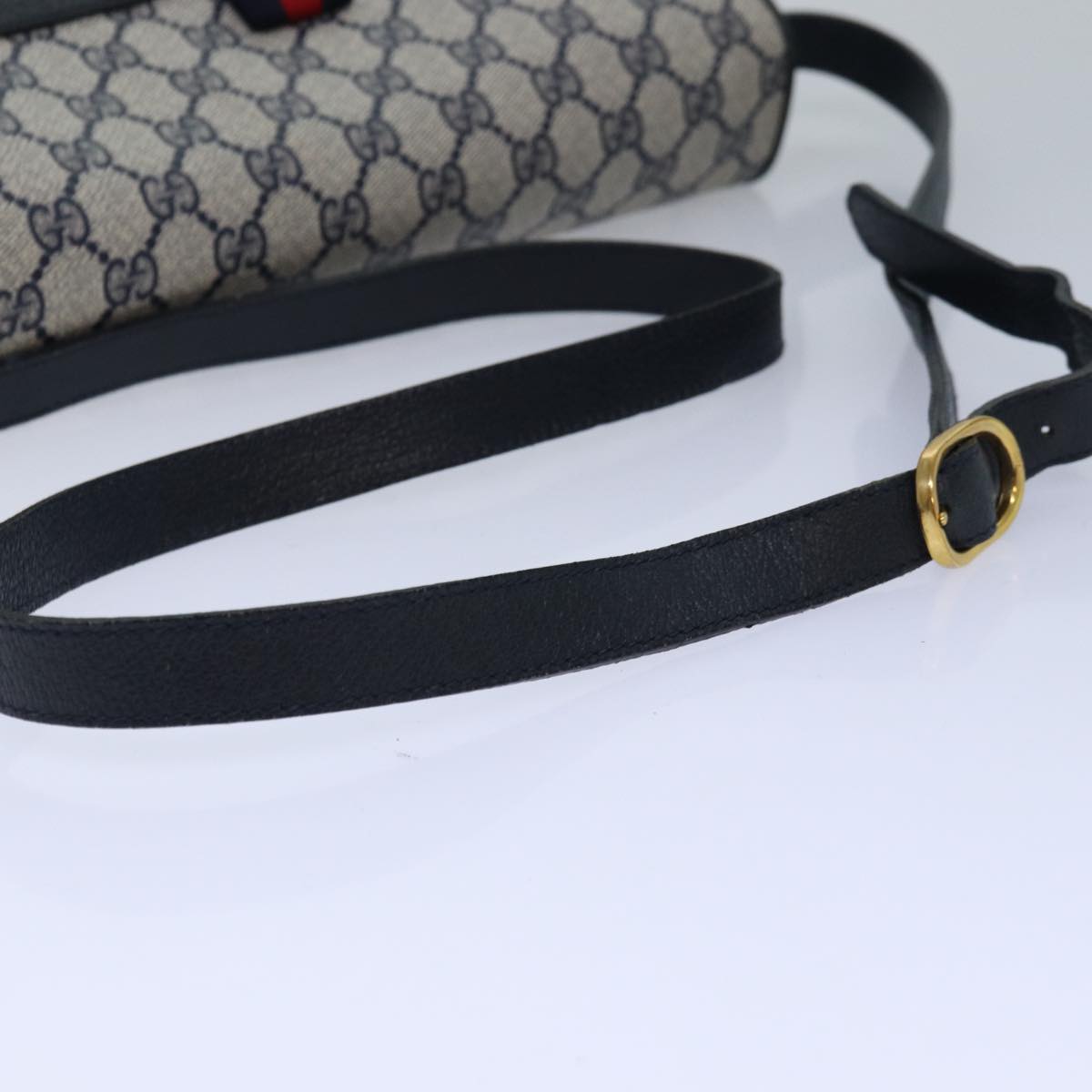 GUCCI GG Supreme Sherry Line Shoulder Bag PVC Navy gold 904 02 084 85245