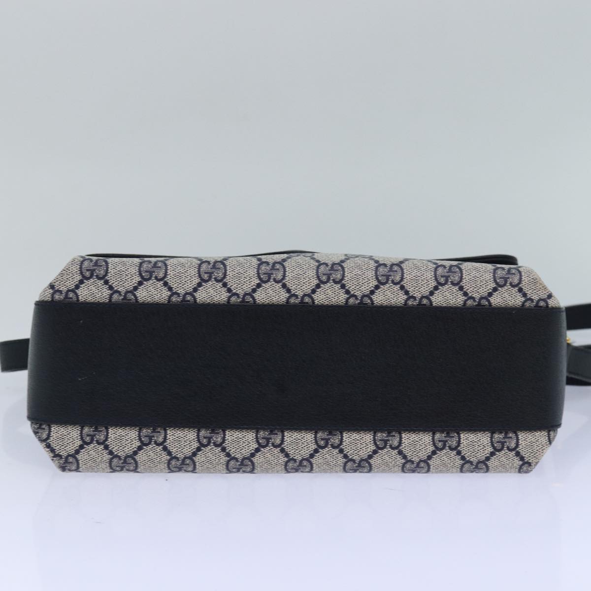 GUCCI GG Supreme Sherry Line Shoulder Bag PVC Navy gold 904 02 084 85245