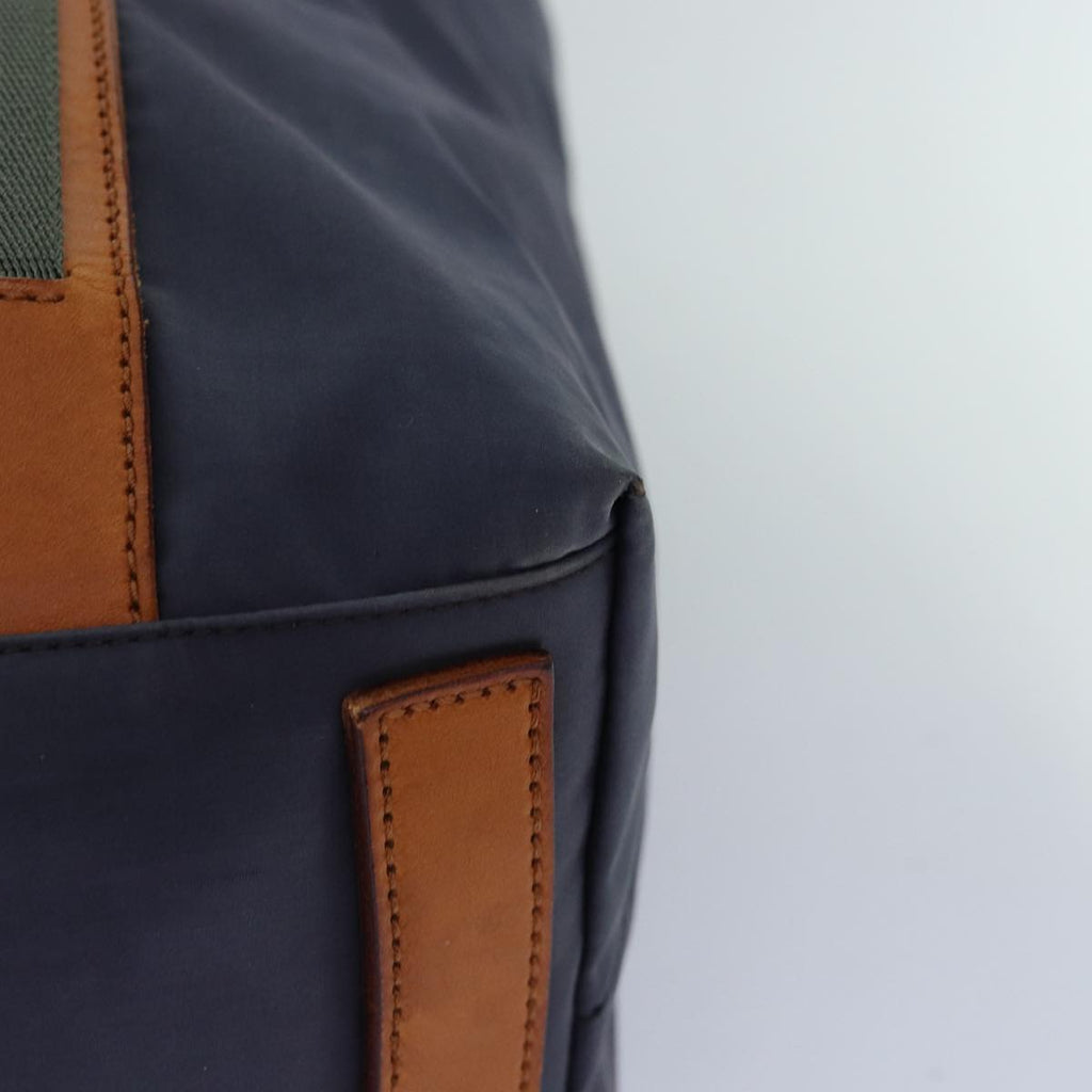 GUCCI Tote Bag Nylon Khaki Silver 85282