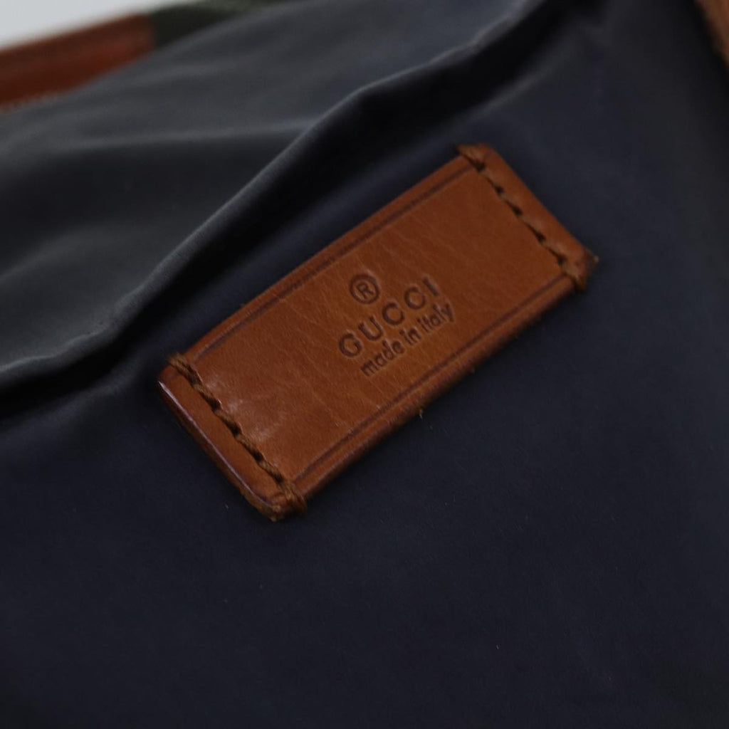 GUCCI Tote Bag Nylon Khaki Silver 85282