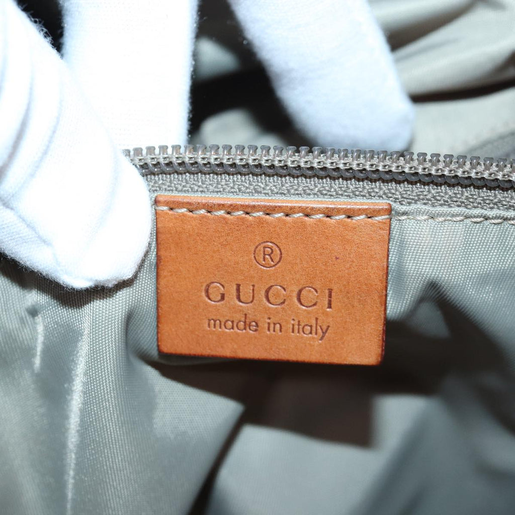 GUCCI Tote Bag Nylon Khaki Silver 85282