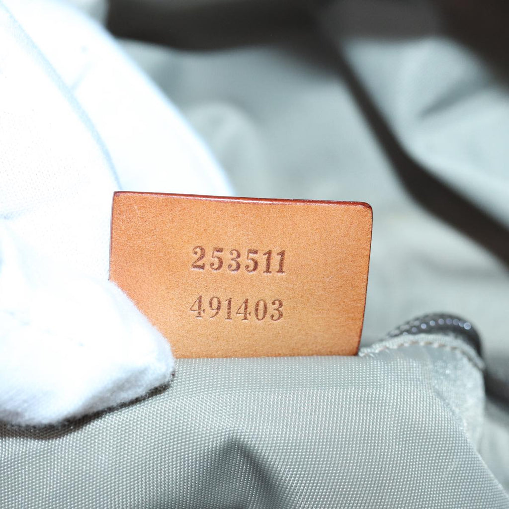GUCCI Tote Bag Nylon Khaki Silver 85282