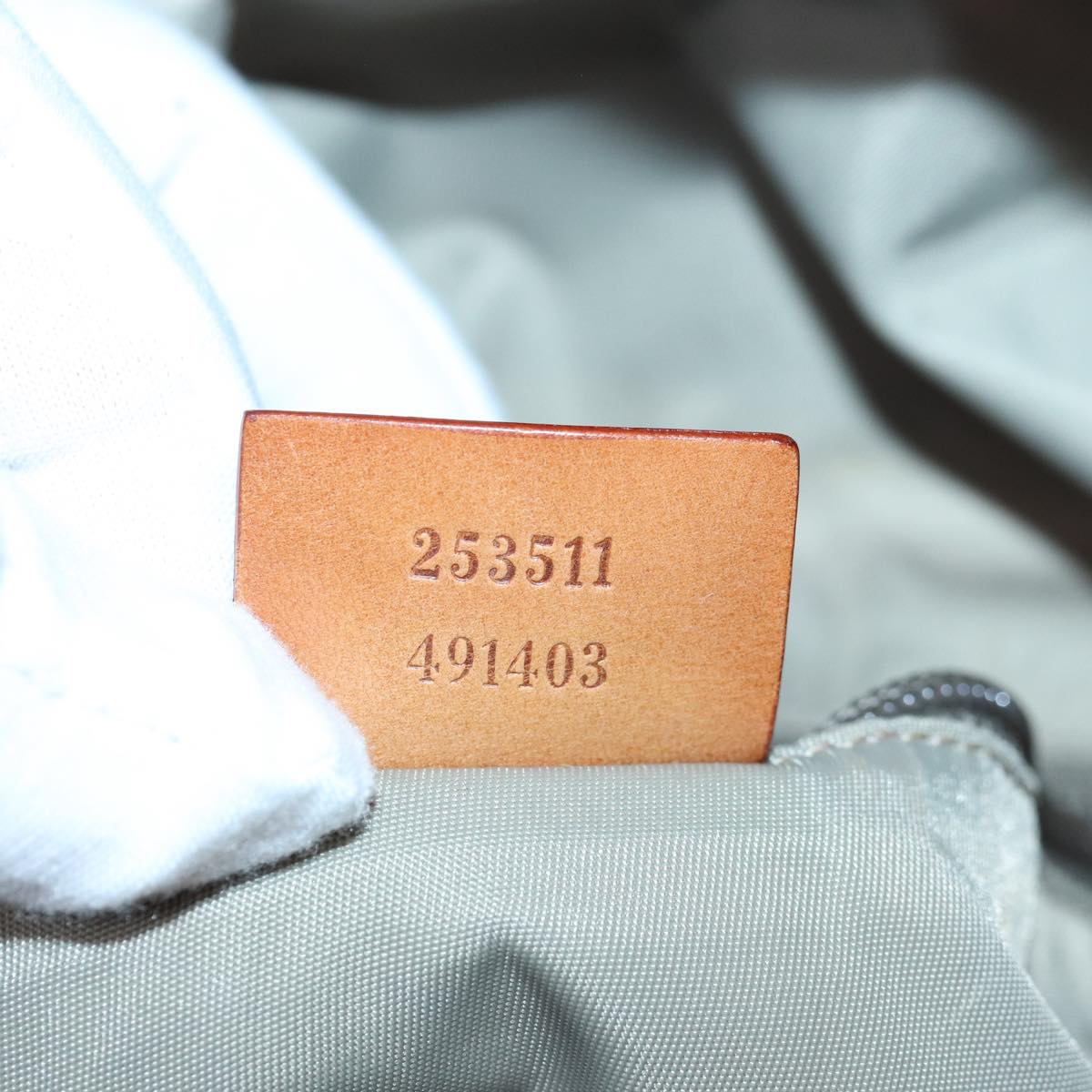 GUCCI Tote Bag Nylon Khaki Silver 85282
