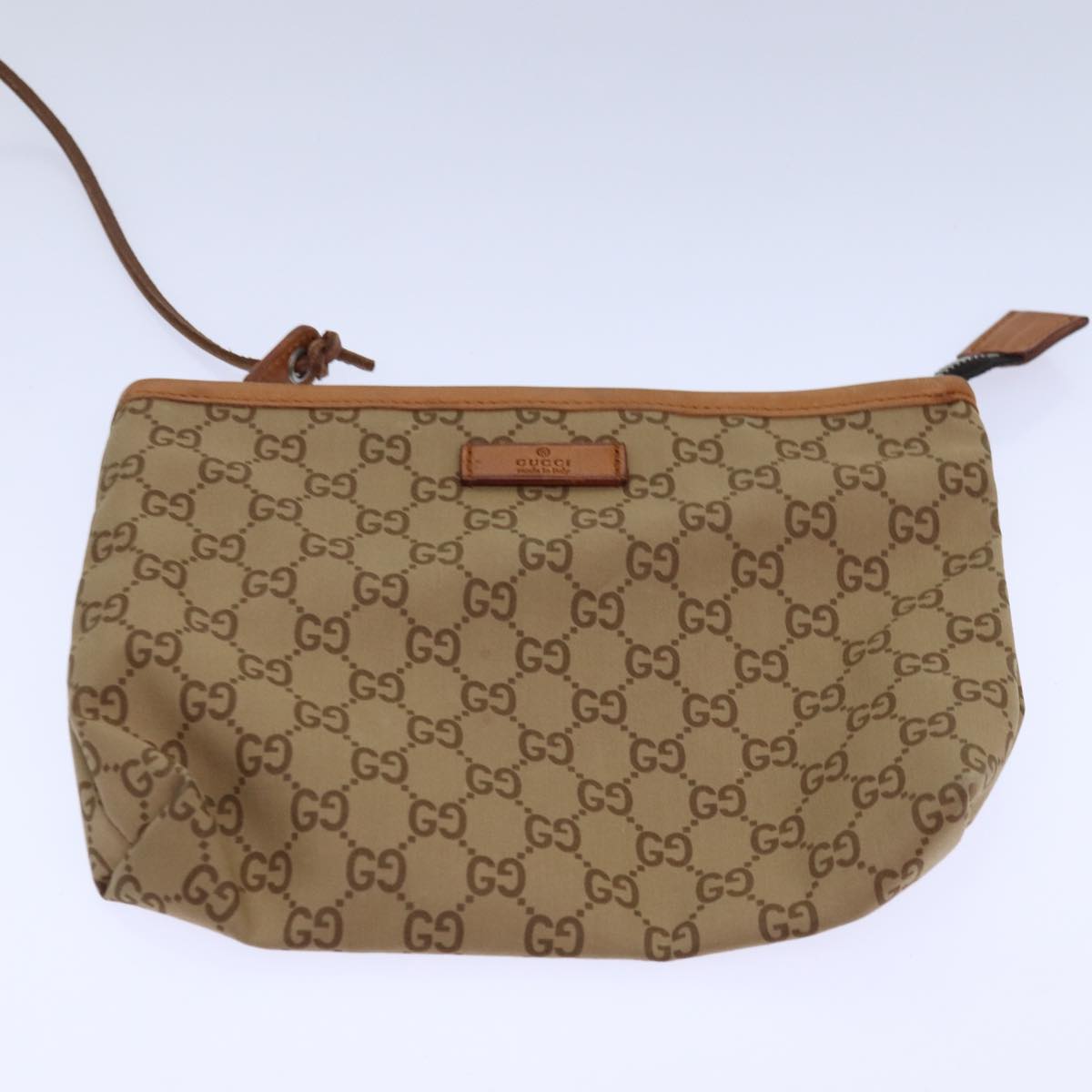 GUCCI Tote Bag Nylon Khaki Silver 85282