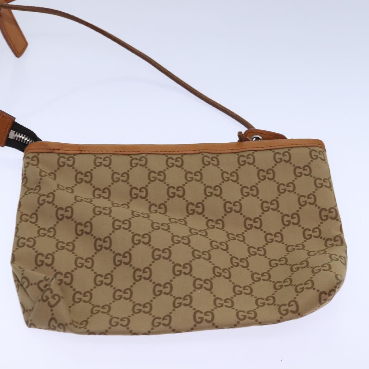 GUCCI Tote Bag Nylon Khaki Silver 85282
