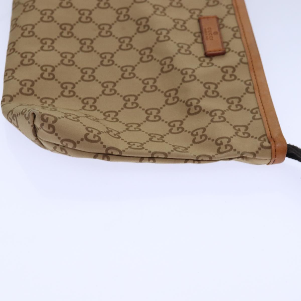 GUCCI Tote Bag Nylon Khaki Silver 85282