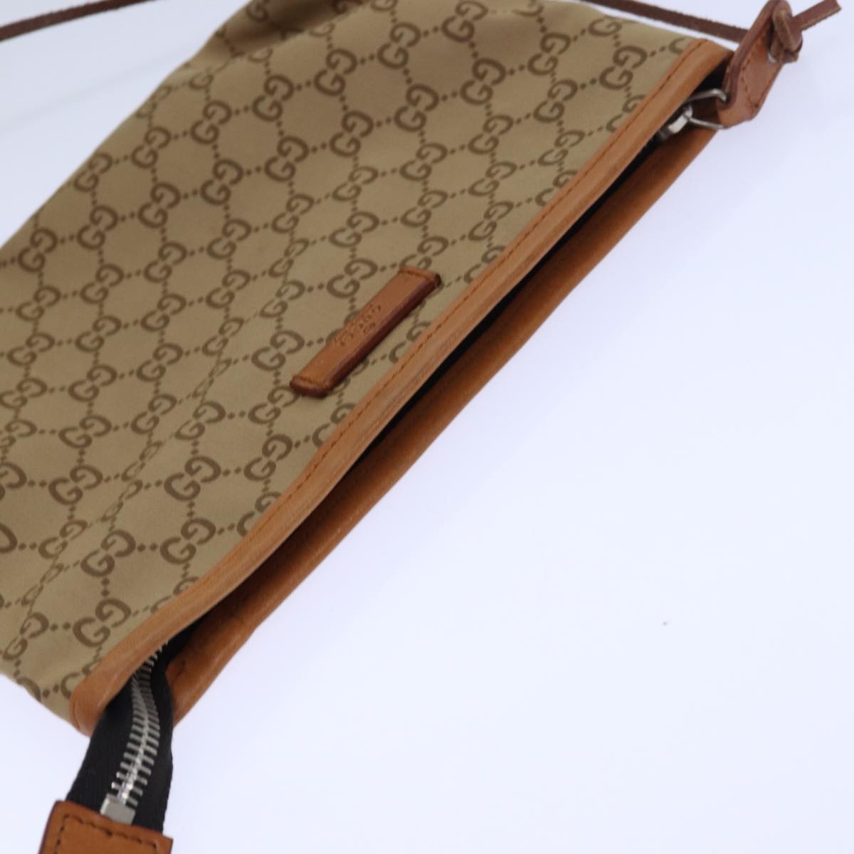 GUCCI Tote Bag Nylon Khaki Silver 85282