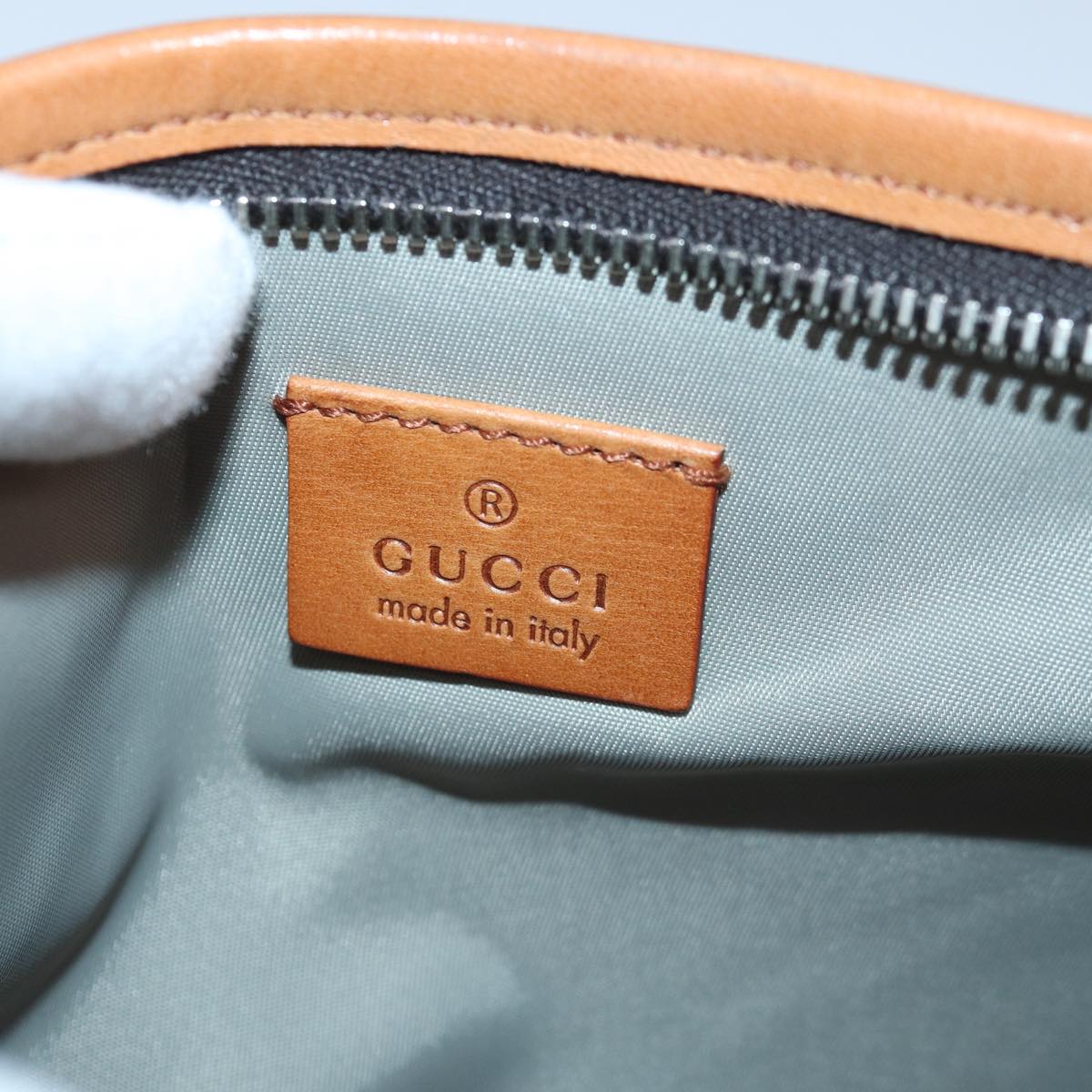 GUCCI Tote Bag Nylon Khaki Silver 85282