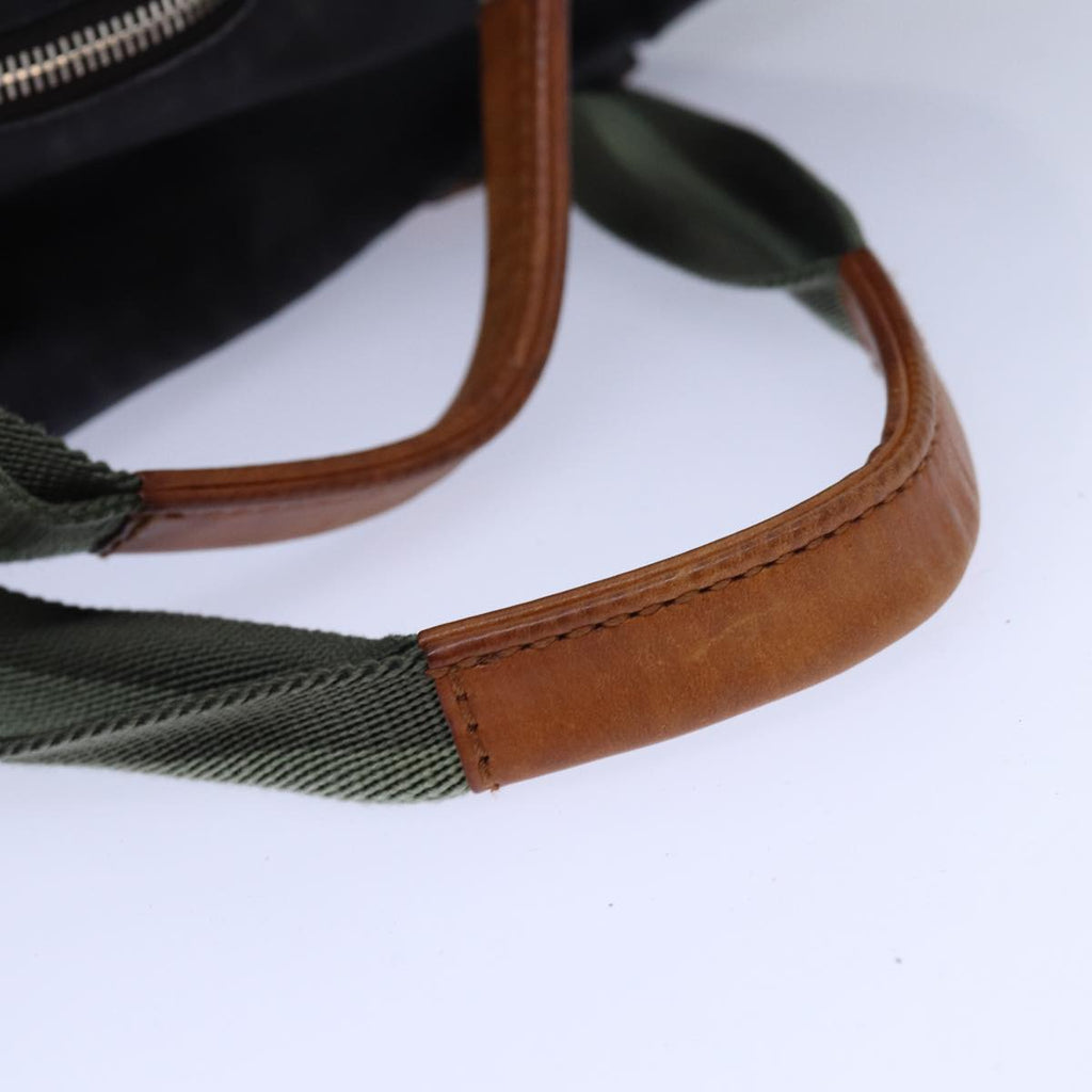 GUCCI Tote Bag Nylon Khaki Silver 85282
