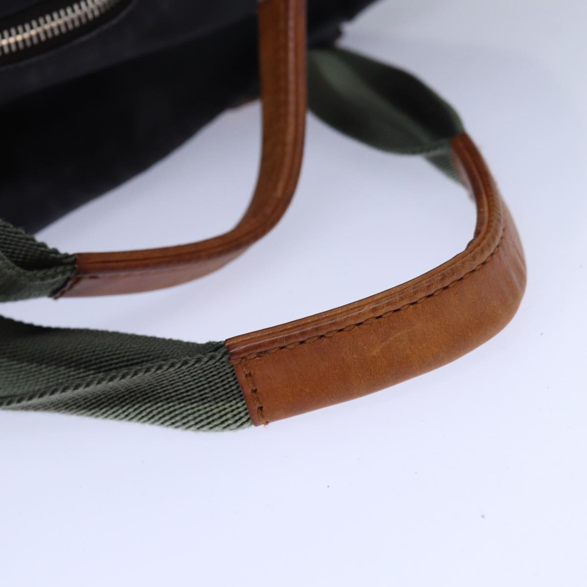 GUCCI Tote Bag Nylon Khaki Silver 85282