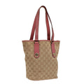 GUCCI GG Canvas Tote Bag Beige Pink gold 153361 85284