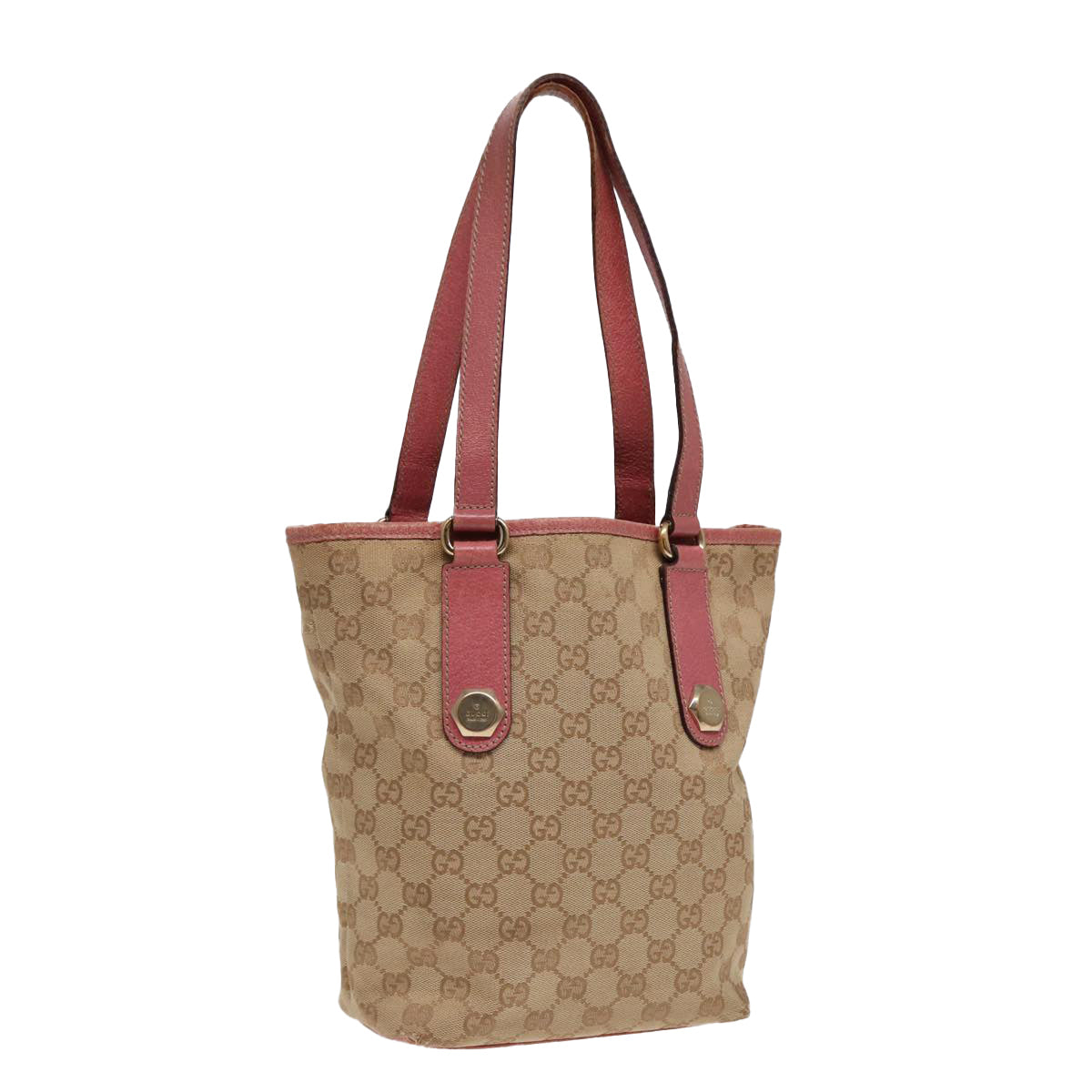GUCCI GG Canvas Tote Bag Beige Pink gold 153361 85284