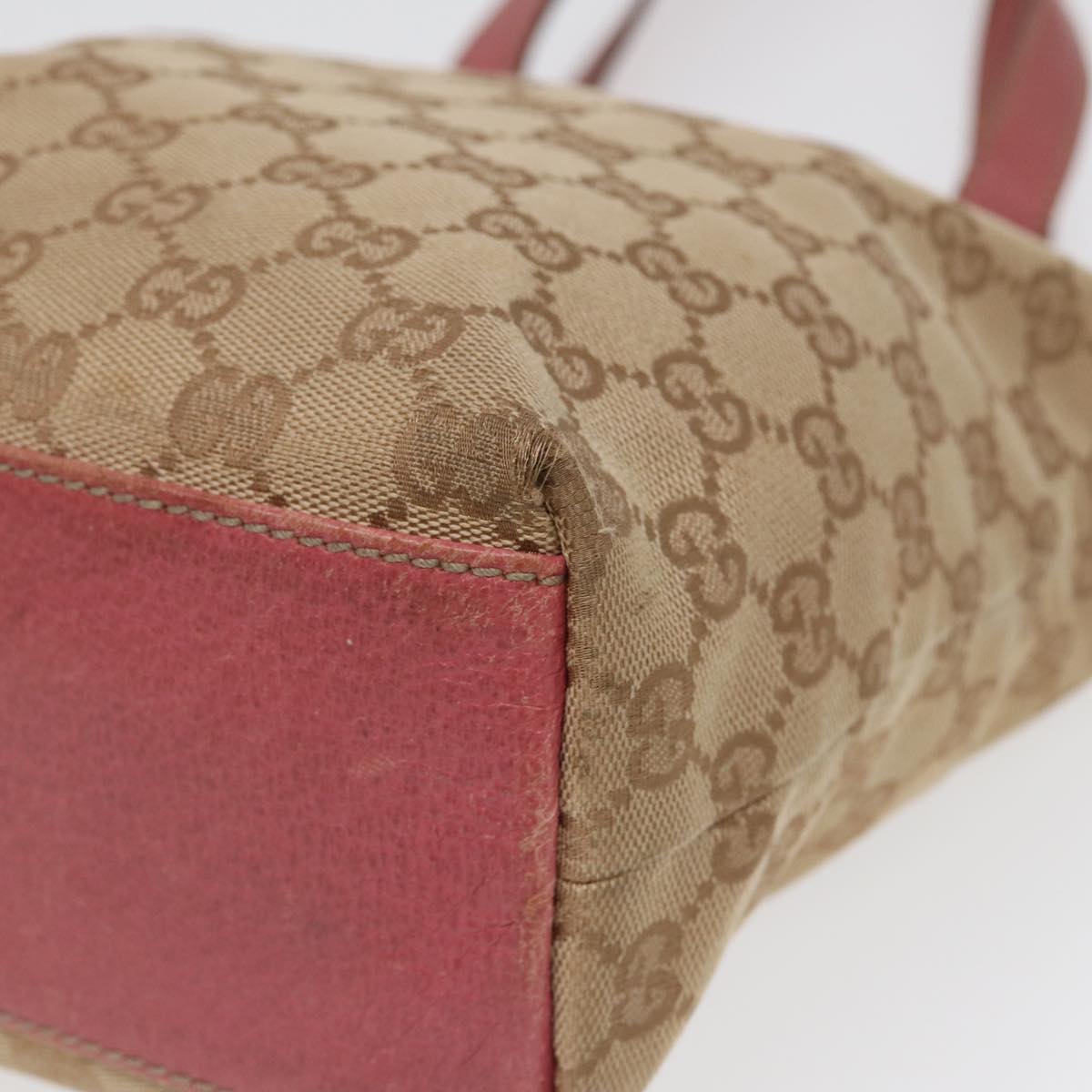 GUCCI GG Canvas Tote Bag Beige Pink gold 153361 85284