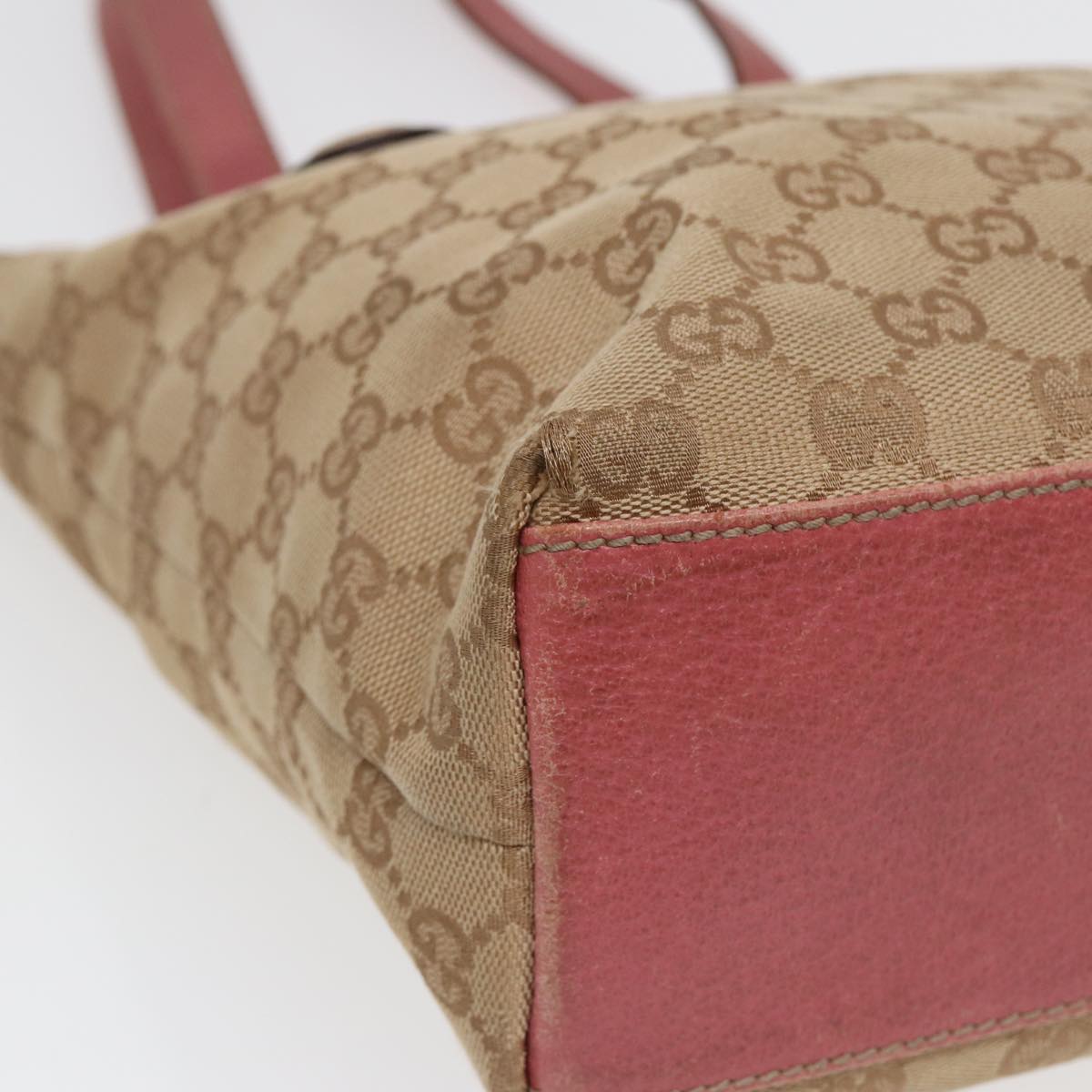 GUCCI GG Canvas Tote Bag Beige Pink gold 153361 85284