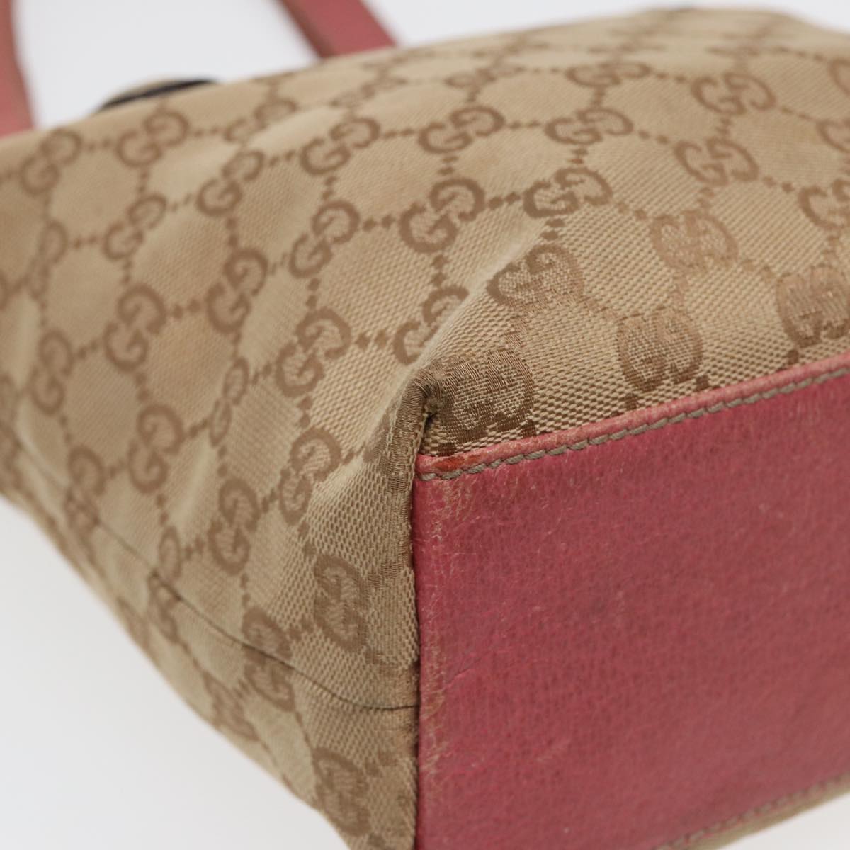 GUCCI GG Canvas Tote Bag Beige Pink gold 153361 85284