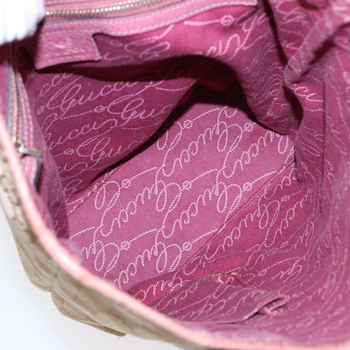 GUCCI GG Canvas Tote Bag Beige Pink gold 153361 85284