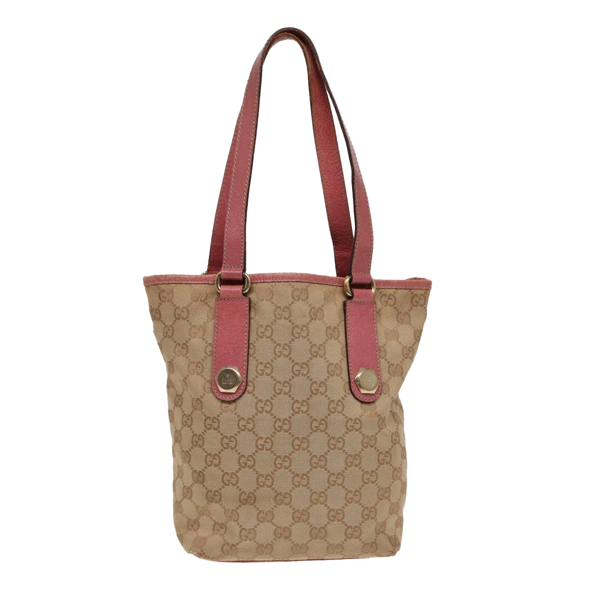 GUCCI GG Canvas Tote Bag Beige Pink gold 153361 85284