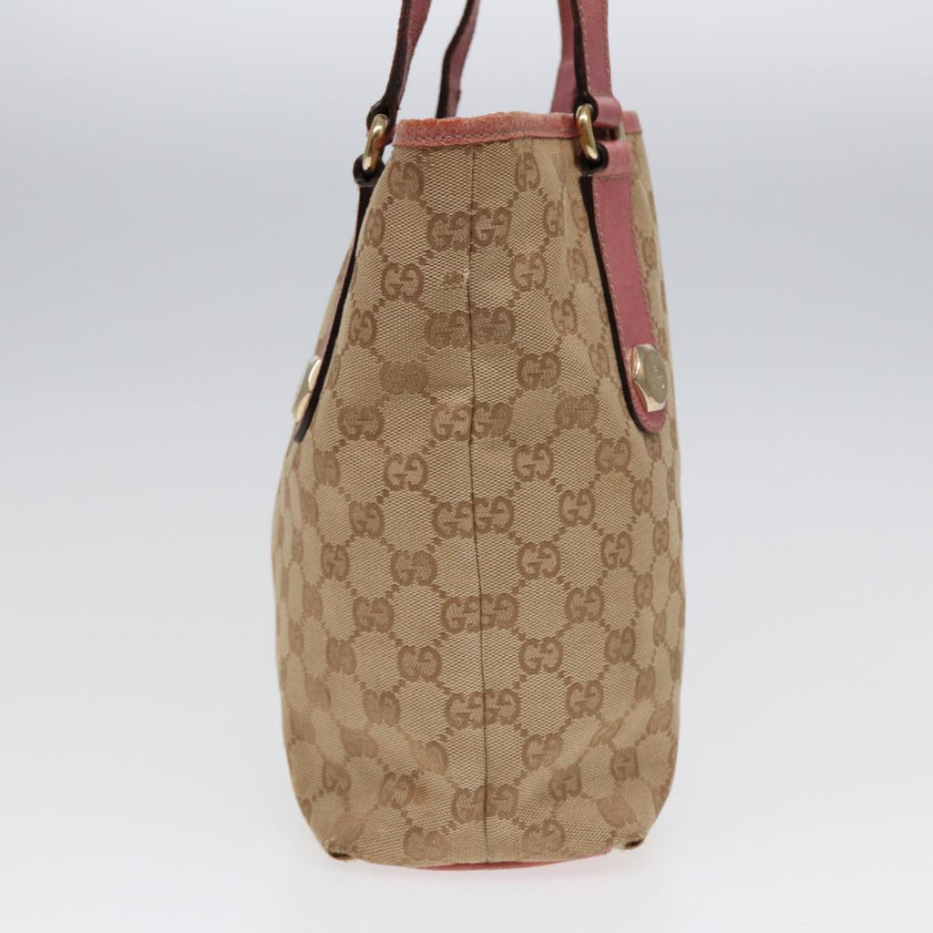 GUCCI GG Canvas Tote Bag Beige Pink gold 153361 85284