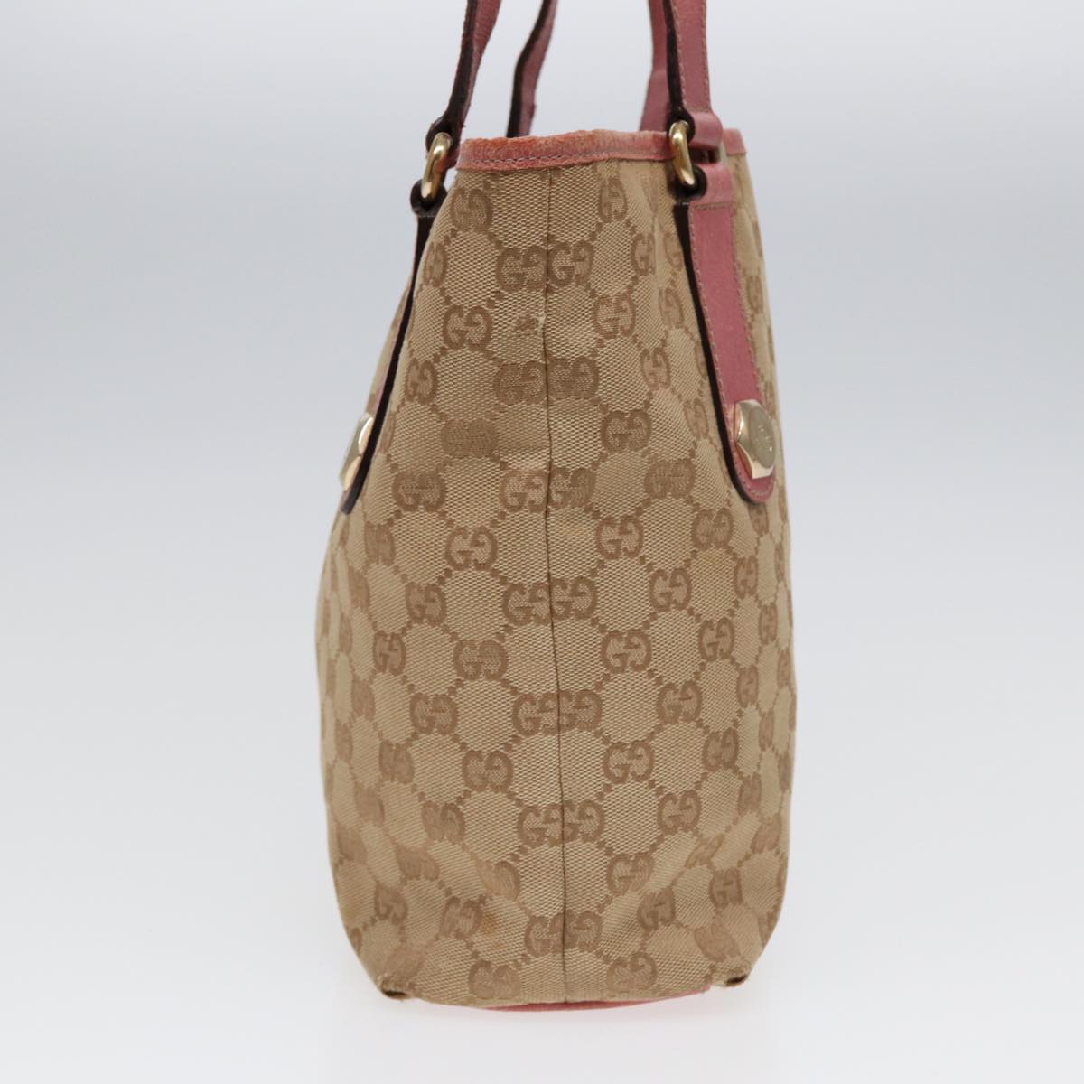 GUCCI GG Canvas Tote Bag Beige Pink gold 153361 85284