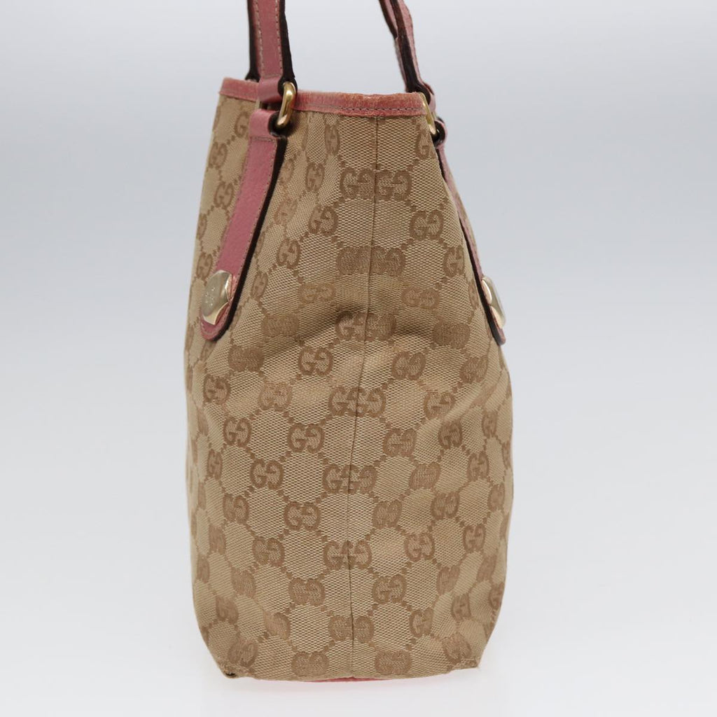 GUCCI GG Canvas Tote Bag Beige Pink gold 153361 85284