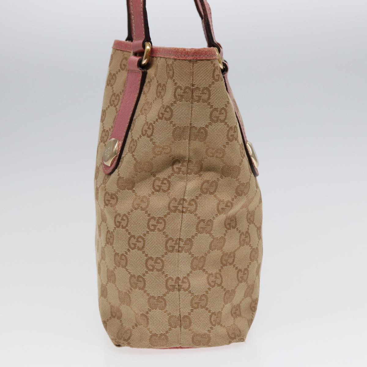 GUCCI GG Canvas Tote Bag Beige Pink gold 153361 85284