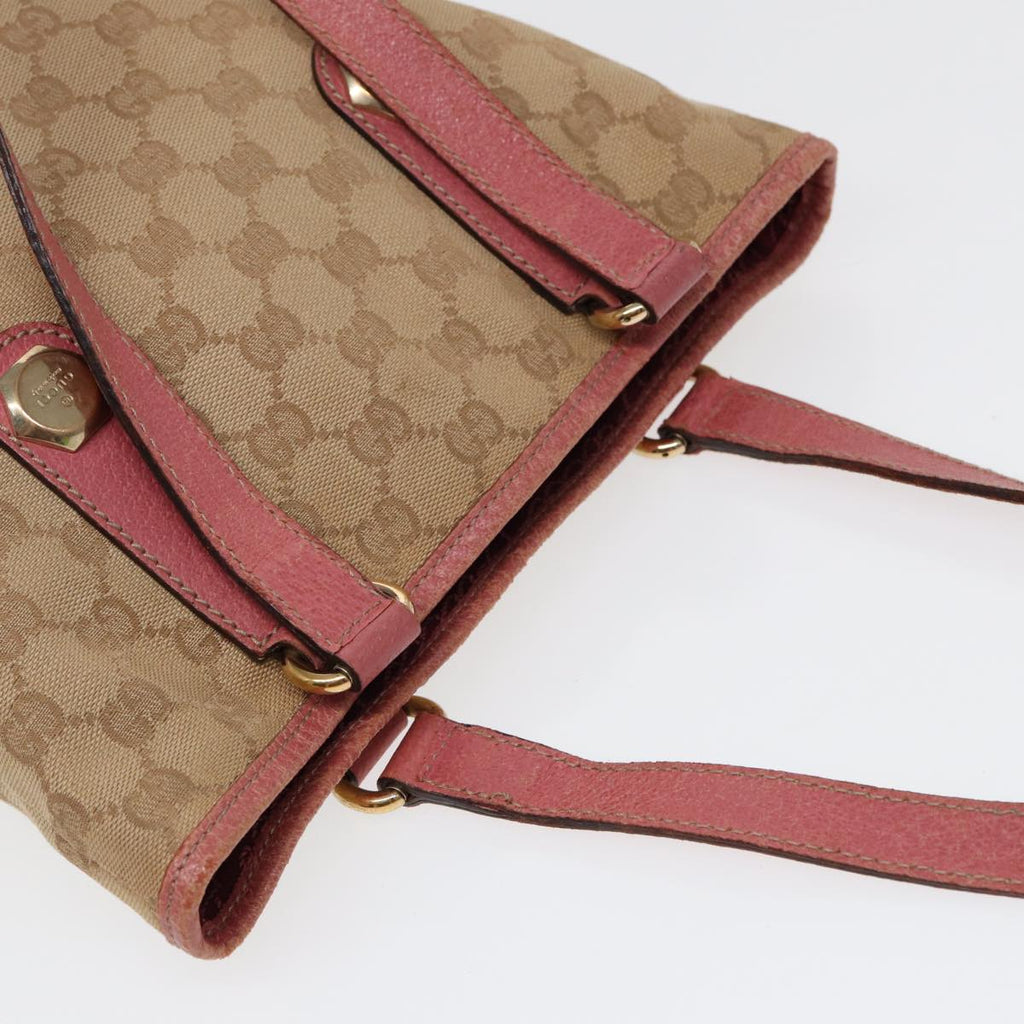 GUCCI GG Canvas Tote Bag Beige Pink gold 153361 85284