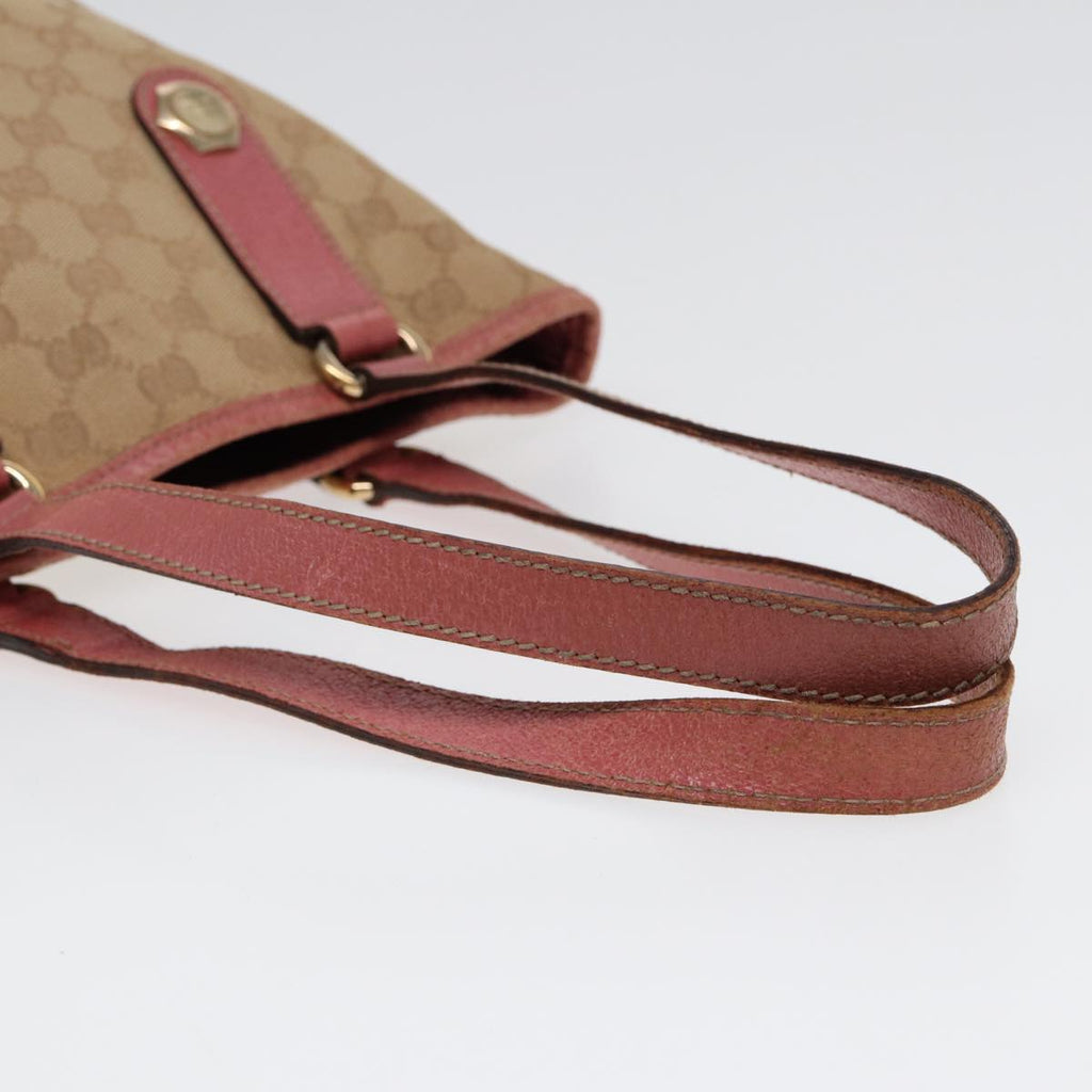 GUCCI GG Canvas Tote Bag Beige Pink gold 153361 85284