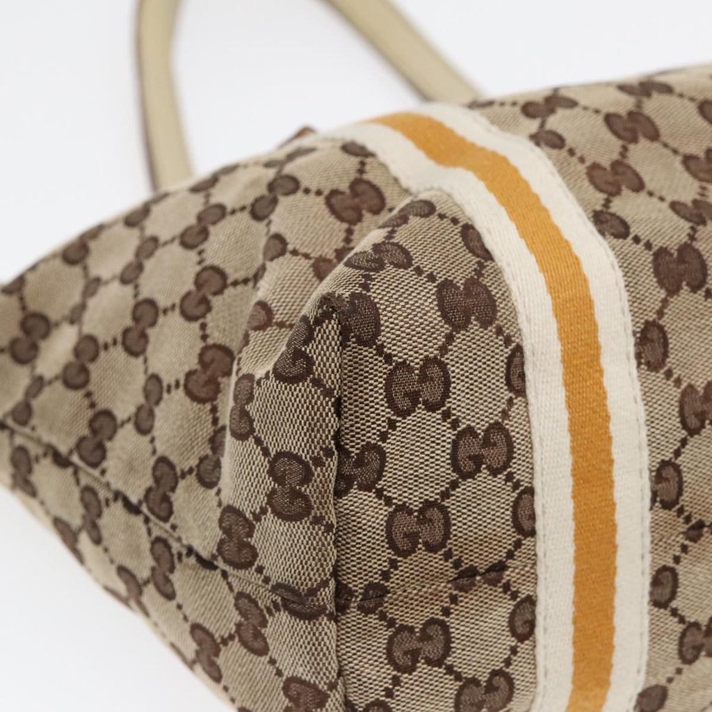 GUCCI GG Supreme Sherry Line Tote Bag Beige Gold Silver 85285