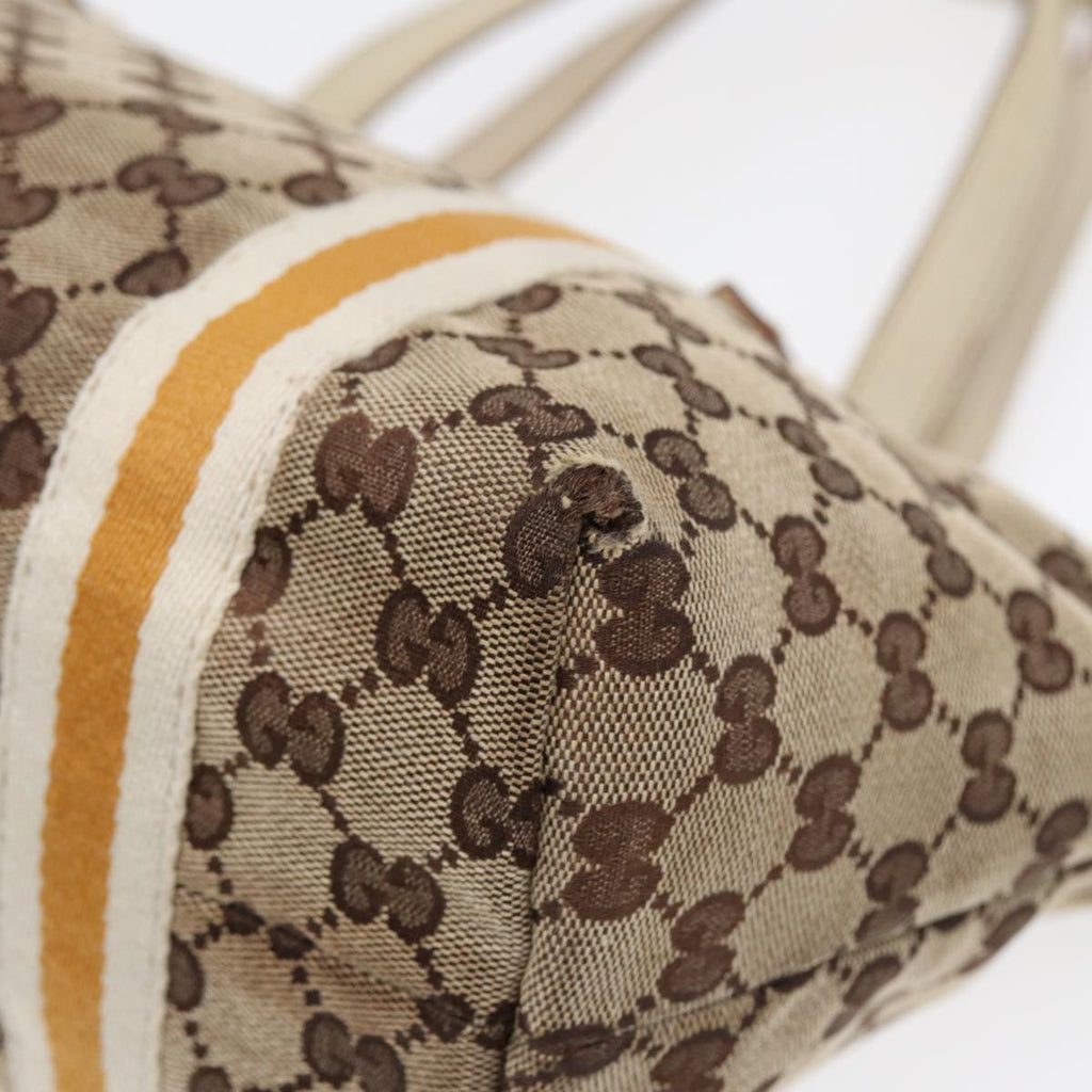 GUCCI GG Supreme Sherry Line Tote Bag Beige Gold Silver 85285