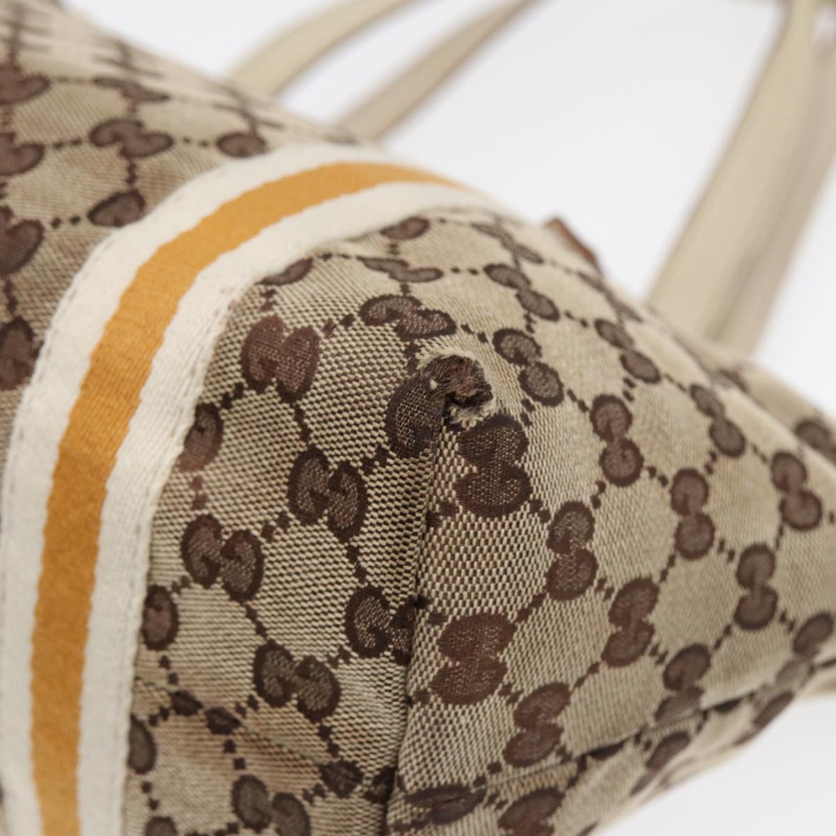 GUCCI GG Supreme Sherry Line Tote Bag Beige Gold Silver 85285