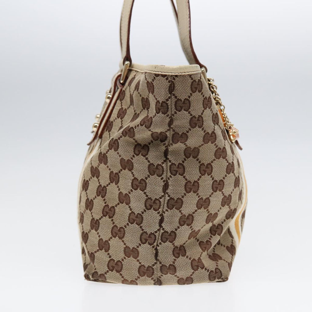 GUCCI GG Supreme Sherry Line Tote Bag Beige Gold Silver 85285