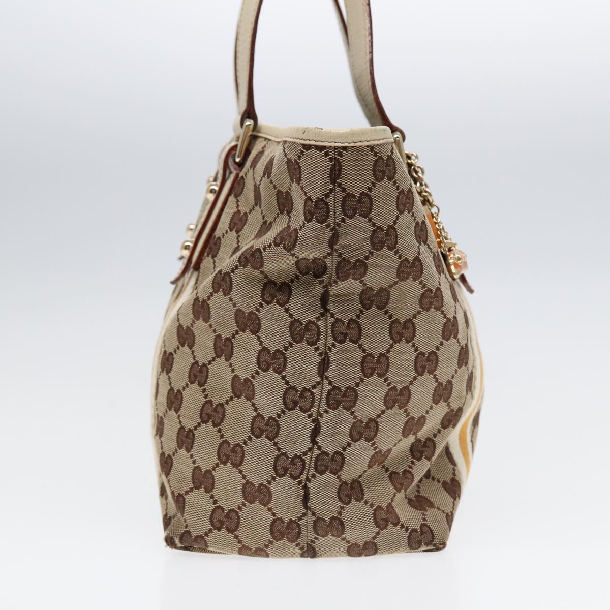 GUCCI GG Supreme Sherry Line Tote Bag Beige Gold Silver 85285