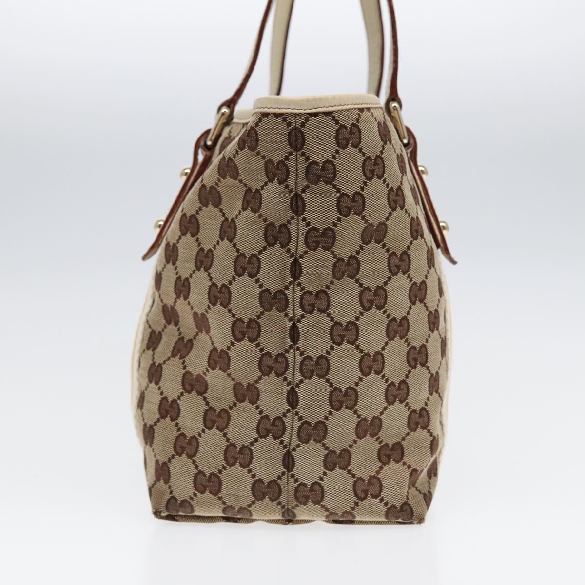 GUCCI GG Supreme Sherry Line Tote Bag Beige Gold Silver 85285