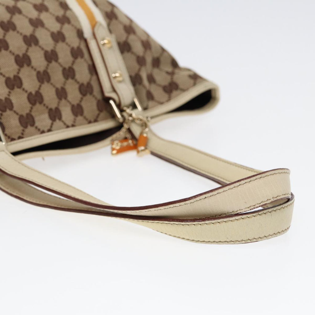 GUCCI GG Supreme Sherry Line Tote Bag Beige Gold Silver 85285