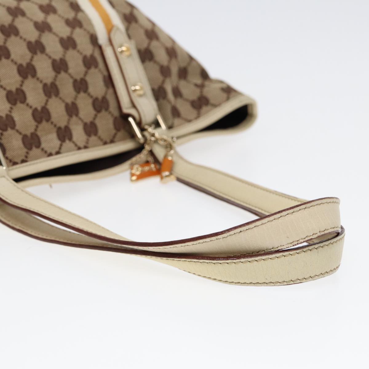GUCCI GG Supreme Sherry Line Tote Bag Beige Gold Silver 85285
