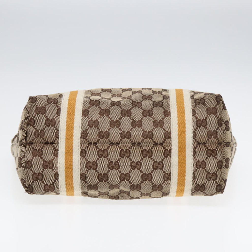 GUCCI GG Supreme Sherry Line Tote Bag Beige Gold Silver 85285